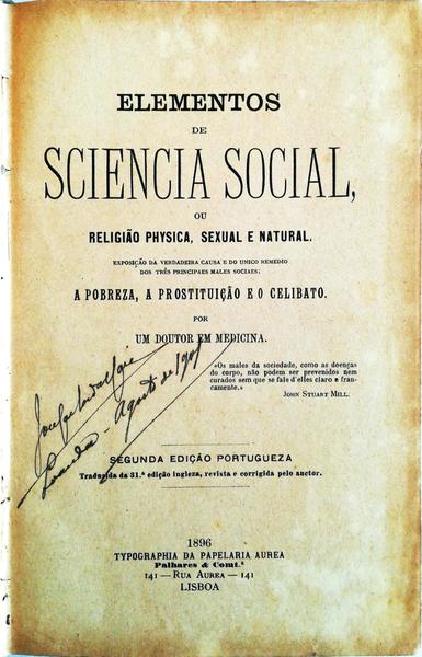 ELEMENTOS DE SCIENCIA SOCIAL OU RELIGIÃƒO PHYSICA, SEXUAL E NATURAL.