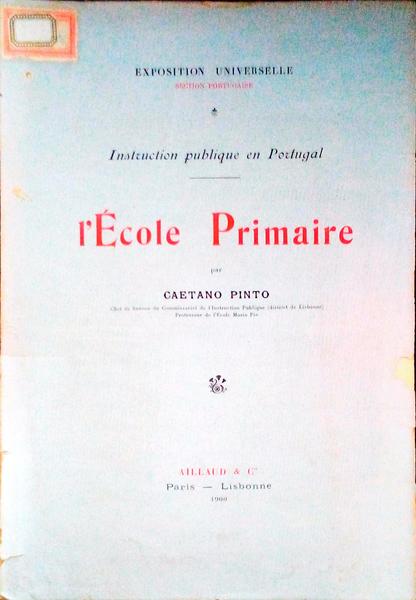 INSTRUCTION PUBLIQUE EN PORTUGAL - L'Ã‰COLE PRIMAIRE.