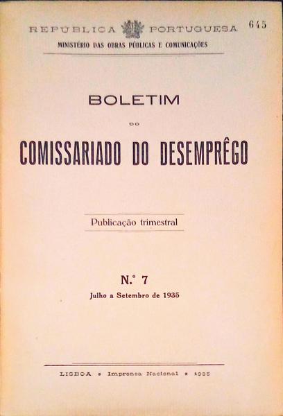 BOLETIM DO COMISSARIADO DO DESEMPREGO NÂº 7.