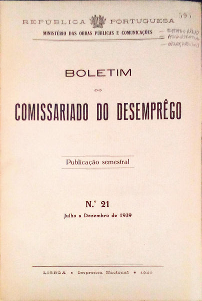 BOLETIM DO COMISSARIADO DO DESEMPREGO NÂº 21.