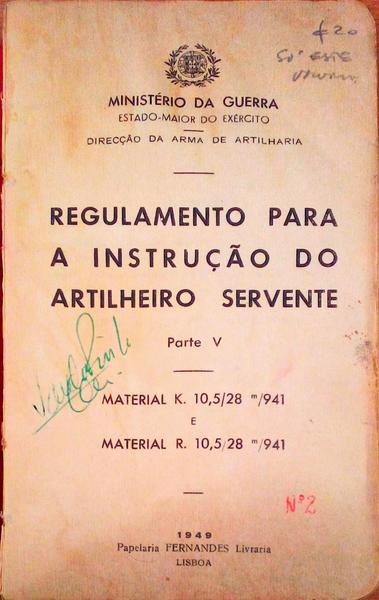 REGULAMENTO PARA A INSTRUÃ‡ÃƒO DO ARTILHEIRO SERVENTE.