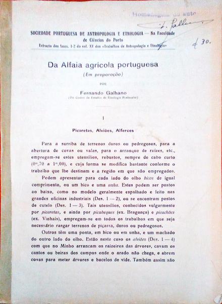 DA ALFAIA AGRÃCOLA PORTUGUESA.