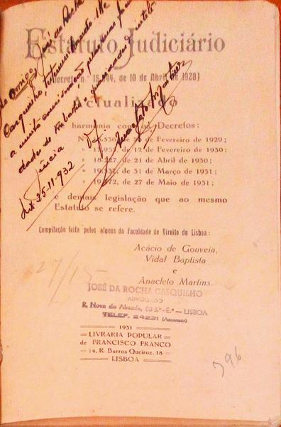 ESTATUTO JUDICIÃRIO.