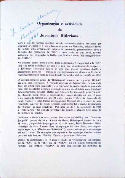 ORGANIZAÃ‡ÃƒO E ACTIVIDADE DA JUVENTUDE HITLERIANA.