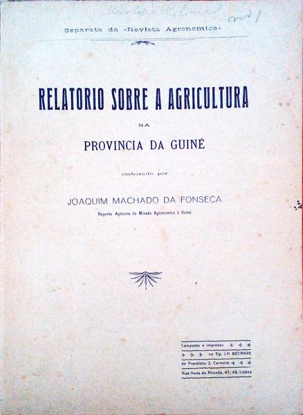 RELATORIO SOBRE A AGRICULTURA NA PROVINCIA DA GUINÃ‰.