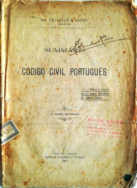 SUMÃRIO DO CÃ“DIGO CIVIL PORTUGUÃŠS.