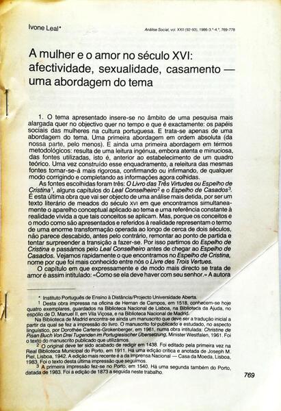 A MULHER E O AMOR NO SÃ‰CULO XVI: AFECTIVIDADE, SEXUALIDADE, CASAMENTO - UMA ABORDAGEM DO TEMA