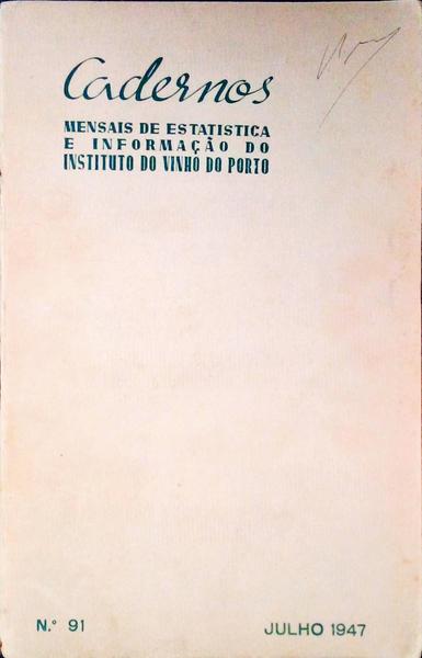 CADERNOS MENSAIS DE ESTATISTICA E INFORMAÃ‡ÃƒO DO INSTITUTO DO VINHO DO PORTO.