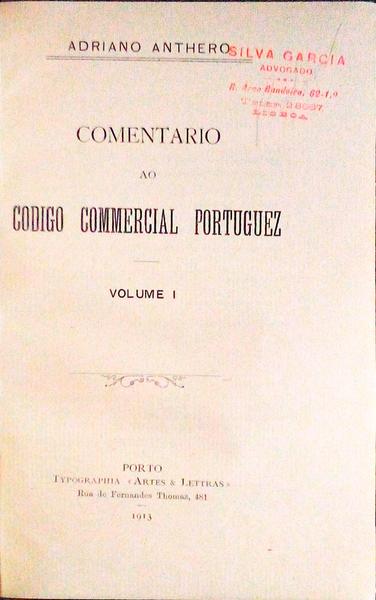 COMENTARIO AO CODIGO COMMERCIAL PORTUGUEZ.
