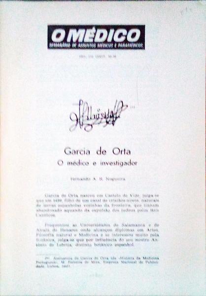 GARCIA DE ORTA. O MÃ©dico e Investigador.