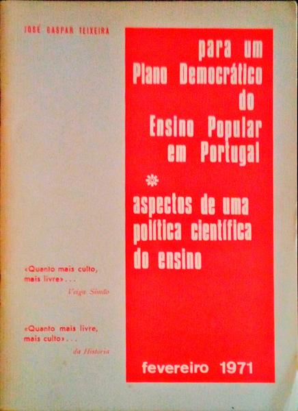 PARA UM PLANO DEMOCRÃTICO DO ENSINO POPULAR EM PORTUGAL.