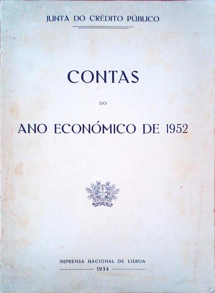 CONTAS DO ANO ECONÃ“MICO DE 1952.