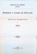 RELATORIO E CONTAS DA DIRECÃ‡ÃƒO E PARECER DO CONSELHO FISCAL DE 1922.