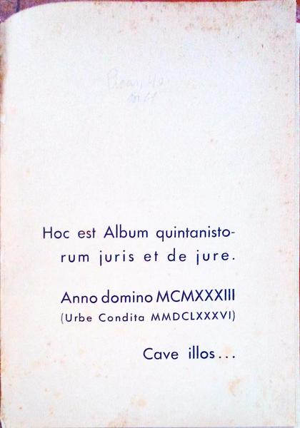 HOC EST ALBUM QUINTANISTORUM JURIS ET DE JURE.