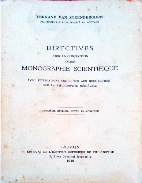 DIRECTIVES POUR LA CONFECTION D'UNE MONOGRAPHIE SCIENTIFIQUE.