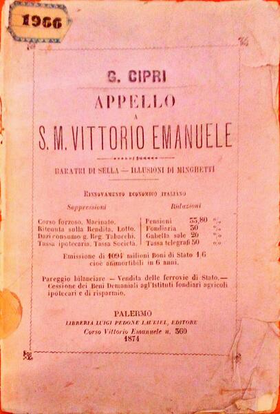 APPELLO A S. M. VITTORIO EMANUELE.