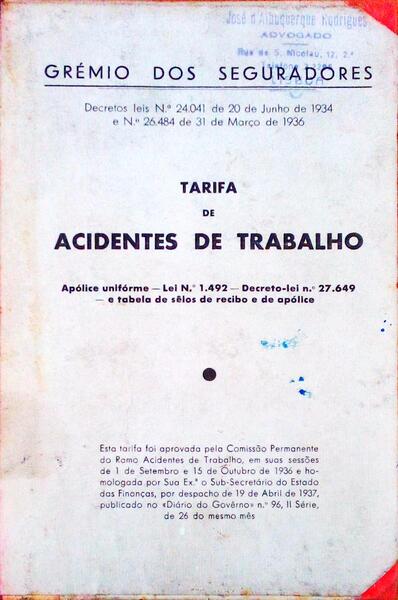 TARIFA DE ACIDENTES DE TRABALHO.
