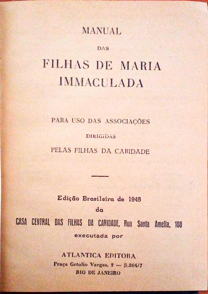 MANUAL DAS FILHAS DE MARIA IMMACULADA.