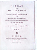 SERMÃƒO DE ACÃ‡ÃƒO DE GRAÃ‡AS PELA RESTITUIÃ‡ÃƒO DA COMMUNIDADE DO MOSTEIRO DE S. BENTO DA SAUDE.