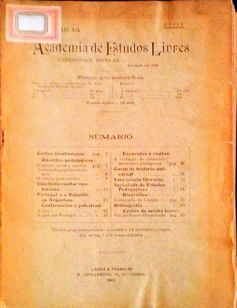 ANAIS DA ACADEMIA DE ESTUDOS LIVRES.