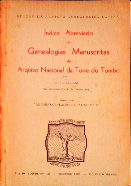 ÃNDICE ABREVIADO DAS GENEALOGIAS MANUSCRITAS DO ARQUIVO NACIONAL DA TORRE DO TOMBO.