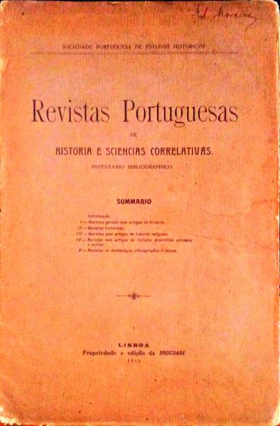 REVISTAS PORTUGUESAS DE HISTORIA E SCIENCIAS CORRELATIVAS. Inventario Bibliographico.