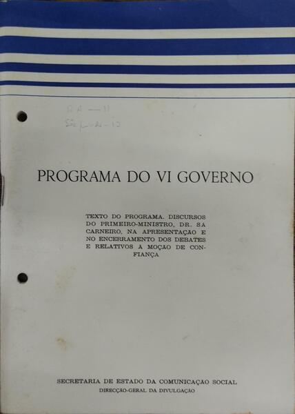 PROGRAMA DO VI GOVERNO.