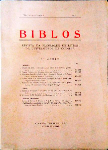 BIBLOS, TOMO II  - VOL XVIII.