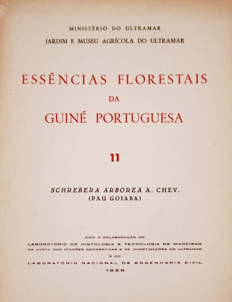ESSÃŠNCIAS FLORESTAIS DA GUINÃ‰ PORTUGUESA. Schrebera Arborea A. Chev. (Pau Goiaba)