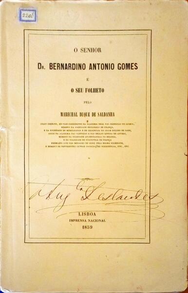 O SENHOR DR. BERNARDINO ANTONIO GOMES E O SEU FOLHETO.