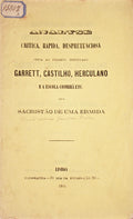 ANALYSE CRITICA, RAPIDA, DESPRETENCIOSA FEITA AO FOLHETO INTITULADO GARRETT, CASTILHO, HERCULANO E A ESCOLA COIMBRÃƒ ETC.